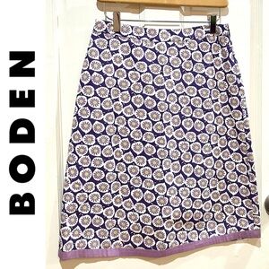 NWOT Boden Purple Floral Print A-Line Skirt Preppy Casual British Style Size 4